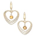 Citrine Orbital Triple Heart Drop Earrings (1-5/8 ct. t.w.) in 14k Gold-Plated