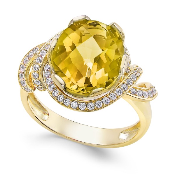 Citrine (4-1/4 ct. t.w.) and White Topaz (1/3 ct. t.w.) Ring in 14k Gold-Plated