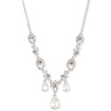 Silver-Tone Crystal Stone Lariat Necklace, 16