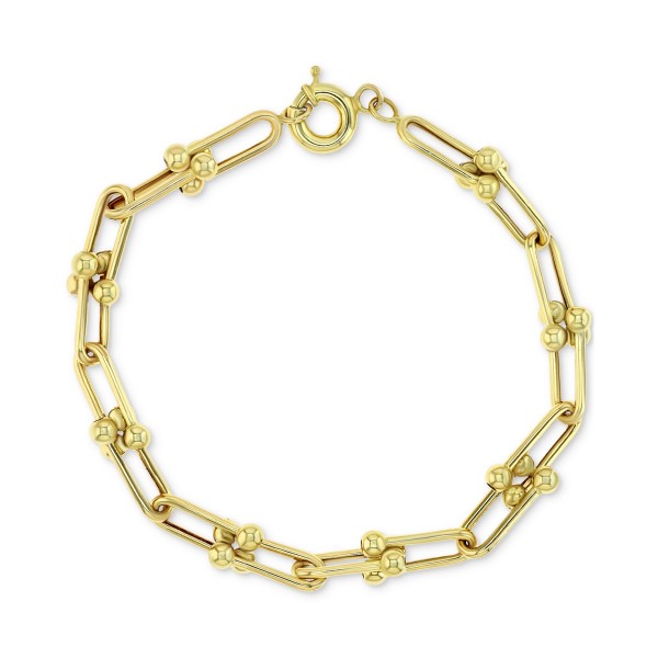 Polished U-Link Chain Bracelet in 10k Gold