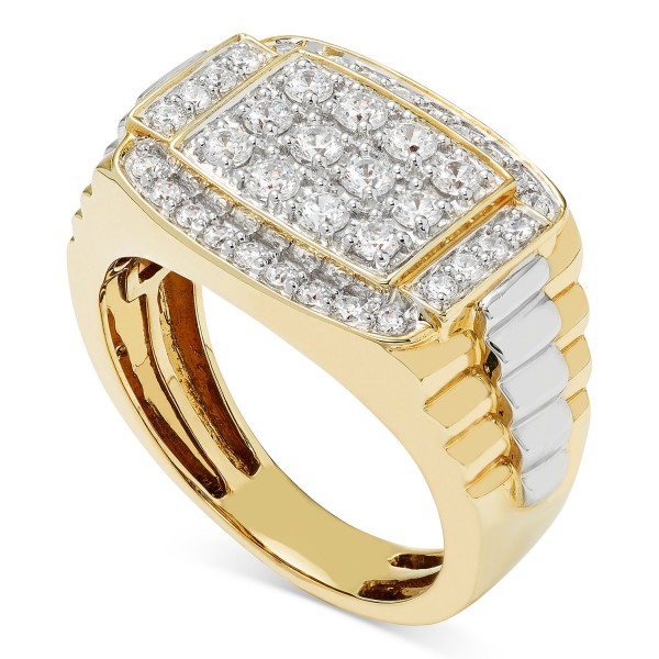 Men's Diamond Cluster Two-Tone Ring (1 ct. t.w.) in 10k Gold & White Gold