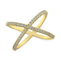 Cubic Zirconia Crisscross Statement Ring in Gold-Plated