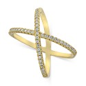 Cubic Zirconia Crisscross Statement Ring in Gold-Plated