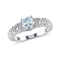 Aquamarine (1/3 ct. t.w.) and Diamond Accent (1/20 ct. t.w.), Vintage Like Heart Ring