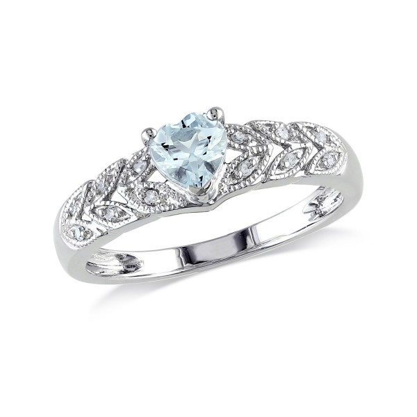 Aquamarine (1/3 ct. t.w.) and Diamond Accent (1/20 ct. t.w.), Vintage Like Heart Ring