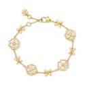 Gold-Tone Cubic Zirconia & Mother-of-Pearl Flower Flex Bracelet