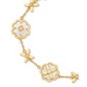 Gold-Tone Cubic Zirconia & Mother-of-Pearl Flower Flex Bracelet