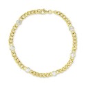 Cubic Zirconia Bezel Open Cable Link Chain Bracelet