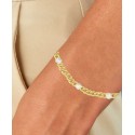 Cubic Zirconia Bezel Open Cable Link Chain Bracelet