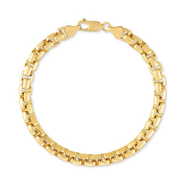 Rounded Box Link Chain Bracelet in 14k Gold-Plated