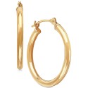 Polished Tube Hoop Earrings in 10k Gold, 4/5 inch