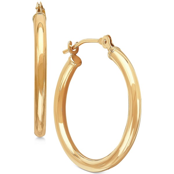 Polished Tube Hoop Earrings in 10k Gold, 4/5 inch