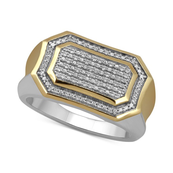 Men's Diamond Pavé Cluster Ring (1/5 ct. t.w.) & 18k Gold-Plate