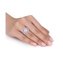 Pink Cultured Freshwater Pearl (10-1/2mm) & Cubic Zirconia Love Knot Statement Ring