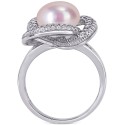 Pink Cultured Freshwater Pearl (10-1/2mm) & Cubic Zirconia Love Knot Statement Ring