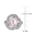 Pink Cultured Freshwater Pearl (10-1/2mm) & Cubic Zirconia Love Knot Statement Ring