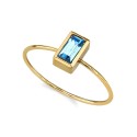 14K Gold-tone Rectangle Crystal Ring