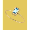 14K Gold-tone Rectangle Crystal Ring