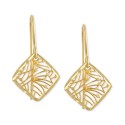 Filigree Openwork Square Dangle Drop Earrings in 10k Gold