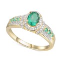 Emerald (5/8 ct. t.w.) & Diamond (5/8 ct. t.w.) Statement Ring in 14k Gold Over