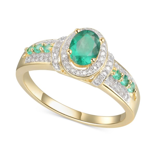 Emerald (5/8 ct. t.w.) & Diamond (5/8 ct. t.w.) Statement Ring in 14k Gold Over