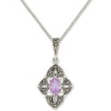 Amethyst (1/2 ct. t.w.) & Marcasite Flower 18