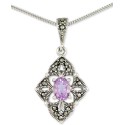 Amethyst (1/2 ct. t.w.) & Marcasite Flower 18