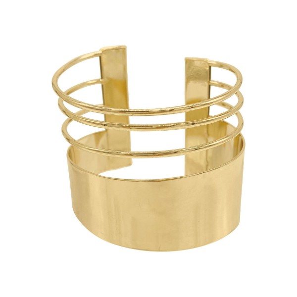 14K Gold Plated Multi Strand Tall Cuff Bracelet