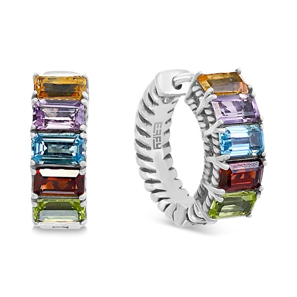 Multi-Gemstone Small Hoop Earrings (3 ct. t.w.), 0.6