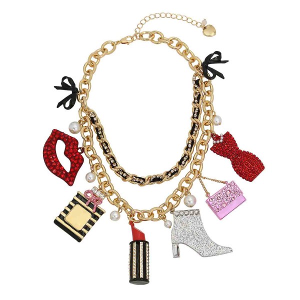 Faux Stone Going All Out Statement Charm Necklace