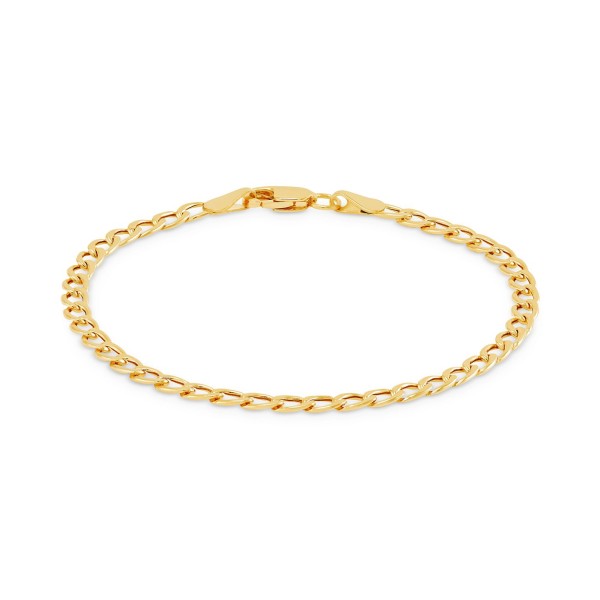 Children's Polished Hollow Curb Chain Bracelet in 14k Yellow Gold