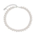 Silver-Tone Crystal & Imitation Pearl Collar Necklace, 13