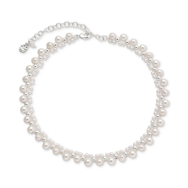 Silver-Tone Crystal & Imitation Pearl Collar Necklace, 13