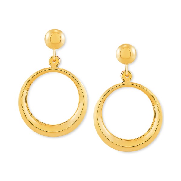 Polished Drop Hoop Earrings in 14k Gold