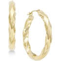 Square Twist Hoop Earrings in 10k Gold