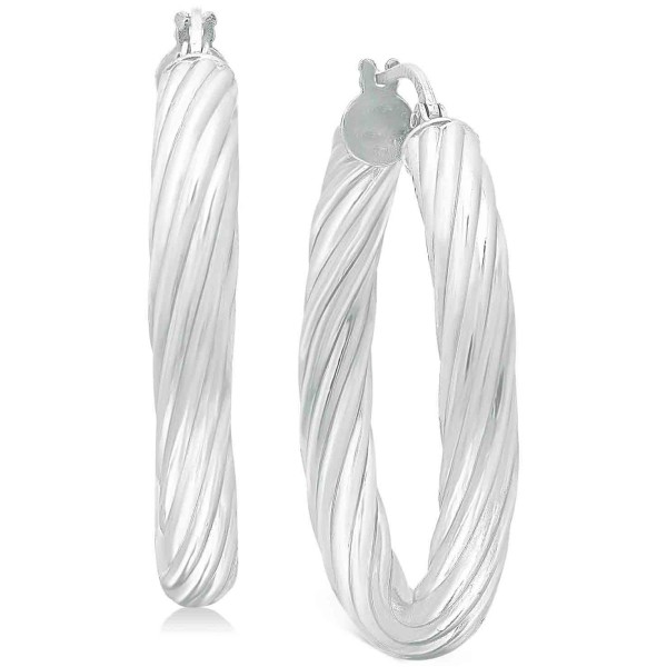 Medium Rounded Twist Hoop Earrings, 1.1