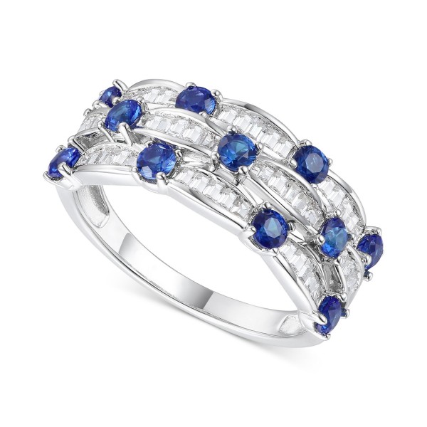 Sapphire (7/8 ct. t.w.) & White Sapphire (5/8 ct. t.w.) Multirow Ring