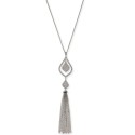 Silver-Tone Pavé & Chain Tassel Pendant Necklace, 28