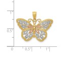 Butterfly Diamond-cut Charm in 14K Yellow Gold with White and Rose Rhodium