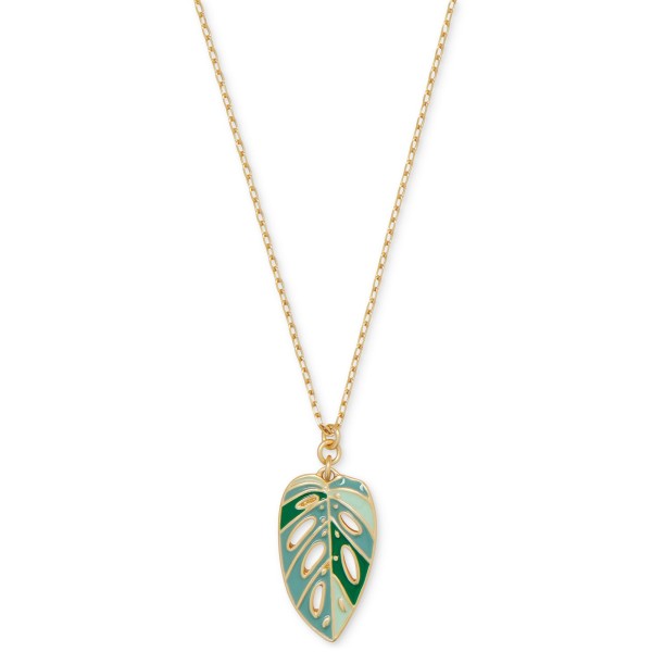 Gold-Tone Color Leaf Pendant Necklace, 17