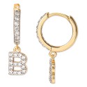 Cubic Zirconia Initial Dangle Hoop Earrings in 18k Gold-Plated Sterling Silver