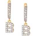 Cubic Zirconia Initial Dangle Hoop Earrings in 18k Gold-Plated Sterling Silver