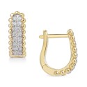 Diamond Bead Leverback Hoop Earrings (1/6 ct. t.w.) in 14k Gold-Plated