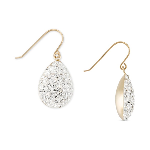 Crystal Pavé Teardrop Cluster Drop Earrings in 10k Gold