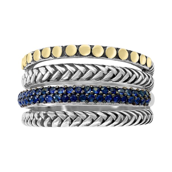 Sapphire Multi-Row Stack Look Statement Ring (1/3 ct. t.w.) & 18k Gold