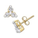 Diamond Three-Stone Stud Earrings (1/10 ct. t.w.) in 14k Gold